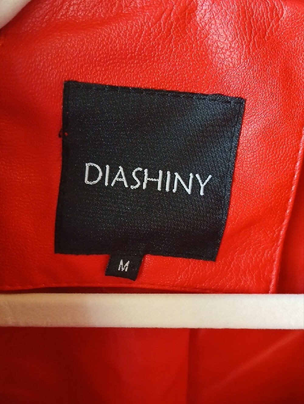 Red Faux Leather Moto Jacket for Women - Picture 2 of 6
